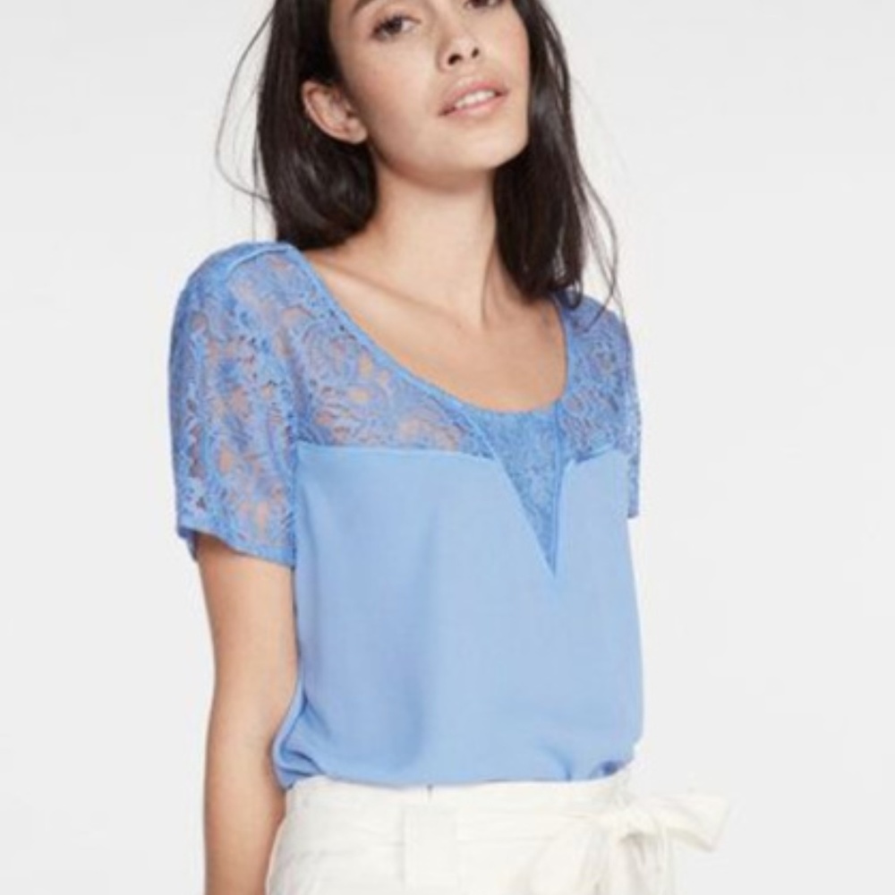Express Periwinkle with Lace Inset Blouse